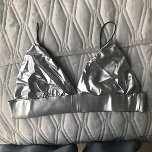 Silver Metallic Bralette Top